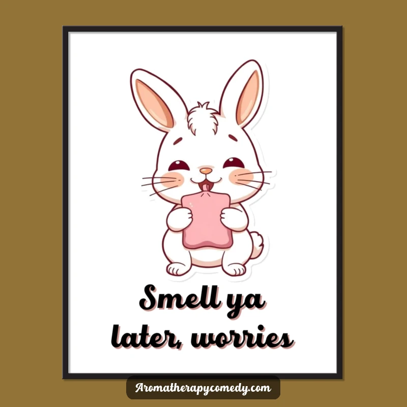 Cute Free Printable Wall Art: Happy Bunny Aromas - Downloadable Decor