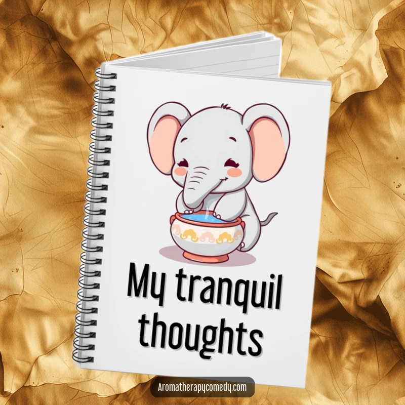 Funny elephant notebook, trunk in incense, inspiring calm and creativity, perfect funny gift for journaling.